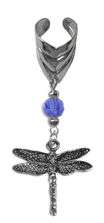 Ear Cuff With Small Charm Dragonfly - Silver